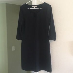 Boston Proper knit black dress with neck detail.
